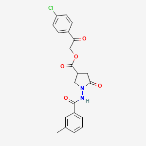 2-(4-Chlorophenyl)-2-oxoethyl 1-{[(3-methylphenyl)carbonyl]amino}-5-oxopyrrolidine-3-carboxylate