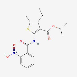 molecular formula C18H20N2O5S B12476496 Propan-2-yl 4-ethyl-5-methyl-2-{[(2-nitrophenyl)carbonyl]amino}thiophene-3-carboxylate 