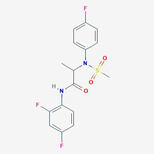 molecular formula C16H15F3N2O3S B12476528 N-(2,4-difluorophenyl)-N~2~-(4-fluorophenyl)-N~2~-(methylsulfonyl)alaninamide 