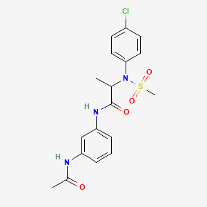 molecular formula C18H20ClN3O4S B12476549 N-[3-(acetylamino)phenyl]-N~2~-(4-chlorophenyl)-N~2~-(methylsulfonyl)alaninamide 