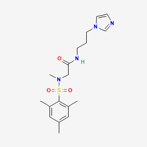 molecular formula C18H26N4O3S B12476576 N-(3-Imidazol-1-yl-propyl)-2-[methyl-(2,4,6-trimethyl-benzenesulfonyl)-amino]-acetamide 