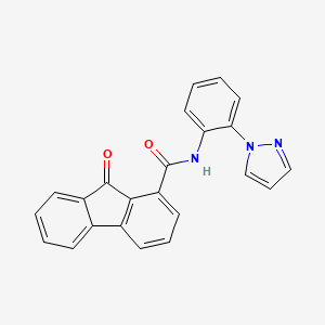 molecular formula C23H15N3O2 B1247658 N-(2-(1H-pyrazol-1-yl)phenyl)-9-oxo-9H-fluorene-1-carboxamide 