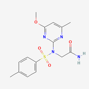 molecular formula C15H18N4O4S B12476601 2-[N-(4-methoxy-6-methylpyrimidin-2-yl)-4-methylbenzenesulfonamido]acetamide 