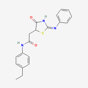 molecular formula C19H19N3O2S B12476695 N-(4-ethylphenyl)-2-[(2E)-4-oxo-2-(phenylimino)-1,3-thiazolidin-5-yl]acetamide 