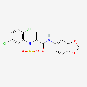 molecular formula C17H16Cl2N2O5S B12476746 N-1,3-benzodioxol-5-yl-N~2~-(2,5-dichlorophenyl)-N~2~-(methylsulfonyl)alaninamide 