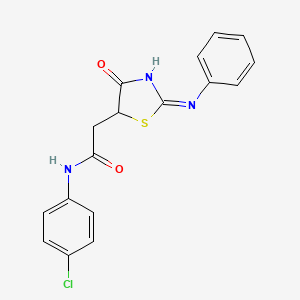 molecular formula C17H14ClN3O2S B12476751 N-(4-chlorophenyl)-2-[(2E)-4-oxo-2-(phenylimino)-1,3-thiazolidin-5-yl]acetamide 