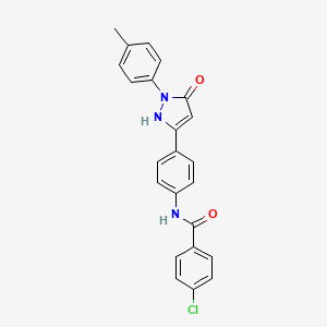 molecular formula C23H18ClN3O2 B12476783 4-chloro-N-{4-[5-hydroxy-1-(4-methylphenyl)-1H-pyrazol-3-yl]phenyl}benzamide 