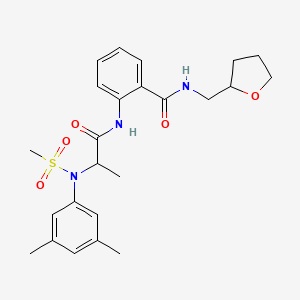 molecular formula C24H31N3O5S B12476796 2-{[N-(3,5-dimethylphenyl)-N-(methylsulfonyl)alanyl]amino}-N-(tetrahydrofuran-2-ylmethyl)benzamide 