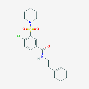 molecular formula C20H27ClN2O3S B12476812 4-chloro-N-[2-(cyclohex-1-en-1-yl)ethyl]-3-(piperidin-1-ylsulfonyl)benzamide 