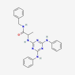 molecular formula C25H25N7O B12476929 N-benzyl-N~2~-[4,6-bis(phenylamino)-1,3,5-triazin-2-yl]alaninamide 