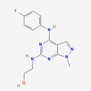 2-({4-[(4-fluorophenyl)amino]-1-methyl-1H-pyrazolo[3,4-d]pyrimidin-6-yl}amino)ethanol