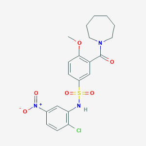 molecular formula C20H22ClN3O6S B12476947 3-(azepan-1-ylcarbonyl)-N-(2-chloro-5-nitrophenyl)-4-methoxybenzenesulfonamide 