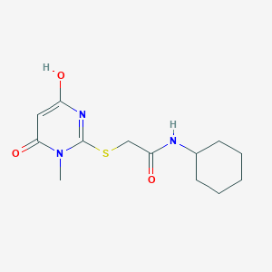 molecular formula C13H19N3O3S B12476951 N-cyclohexyl-2-[(4-hydroxy-1-methyl-6-oxo-1,6-dihydropyrimidin-2-yl)sulfanyl]acetamide 