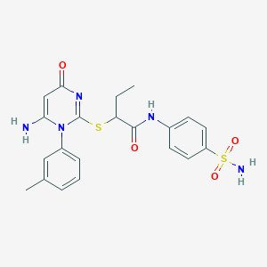 2-{[6-amino-1-(3-methylphenyl)-4-oxo-1,4-dihydropyrimidin-2-yl]sulfanyl}-N-(4-sulfamoylphenyl)butanamide