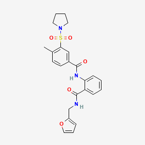 molecular formula C24H25N3O5S B12477014 N-{2-[(furan-2-ylmethyl)carbamoyl]phenyl}-4-methyl-3-(pyrrolidin-1-ylsulfonyl)benzamide 