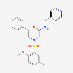 molecular formula C24H27N3O4S B12477024 N~2~-[(2-methoxy-5-methylphenyl)sulfonyl]-N~2~-(2-phenylethyl)-N-(pyridin-4-ylmethyl)glycinamide 