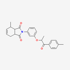 molecular formula C25H25NO4 B12477041 4-methyl-2-(3-{[1-(4-methylphenyl)-1-oxopropan-2-yl]oxy}phenyl)-3a,4,7,7a-tetrahydro-1H-isoindole-1,3(2H)-dione 