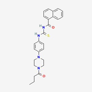 molecular formula C26H28N4O2S B12477191 N-{[4-(4-butanoylpiperazin-1-yl)phenyl]carbamothioyl}naphthalene-1-carboxamide 