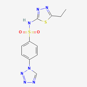 molecular formula C11H11N7O2S2 B12477248 N-(5-ethyl-1,3,4-thiadiazol-2-yl)-4-(1H-tetrazol-1-yl)benzenesulfonamide 