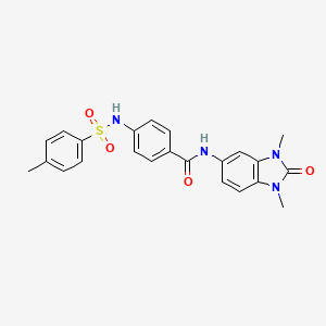 molecular formula C23H22N4O4S B12477270 N-(1,3-dimethyl-2-oxo-2,3-dihydro-1H-benzimidazol-5-yl)-4-{[(4-methylphenyl)sulfonyl]amino}benzamide 