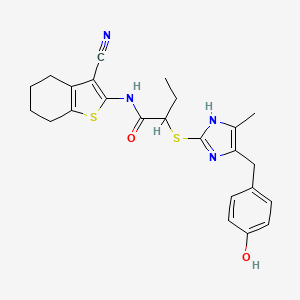 N-(3-cyano-4,5,6,7-tetrahydro-1-benzothiophen-2-yl)-2-{[5-(4-hydroxybenzyl)-4-methyl-1H-imidazol-2-yl]sulfanyl}butanamide