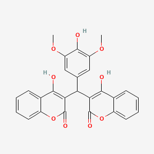 molecular formula C27H20O9 B12477329 3,3'-[(4-hydroxy-3,5-dimethoxyphenyl)methanediyl]bis(4-hydroxy-2H-chromen-2-one) 