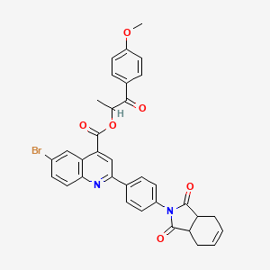 1-(4-methoxyphenyl)-1-oxopropan-2-yl 6-bromo-2-[4-(1,3-dioxo-1,3,3a,4,7,7a-hexahydro-2H-isoindol-2-yl)phenyl]quinoline-4-carboxylate