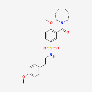 molecular formula C23H30N2O5S B12477373 3-(azepan-1-ylcarbonyl)-4-methoxy-N-[2-(4-methoxyphenyl)ethyl]benzenesulfonamide 