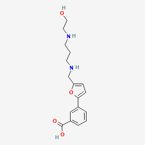 3-{5-[({3-[(2-Hydroxyethyl)amino]propyl}amino)methyl]furan-2-yl}benzoic acid