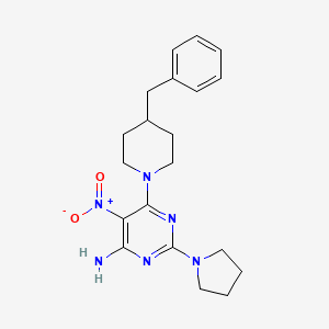 6-(4-Benzylpiperidin-1-yl)-5-nitro-2-(pyrrolidin-1-yl)pyrimidin-4-amine