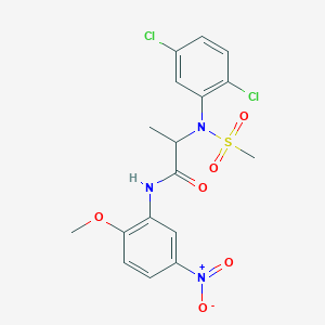 molecular formula C17H17Cl2N3O6S B12477424 N~2~-(2,5-dichlorophenyl)-N-(2-methoxy-5-nitrophenyl)-N~2~-(methylsulfonyl)alaninamide 