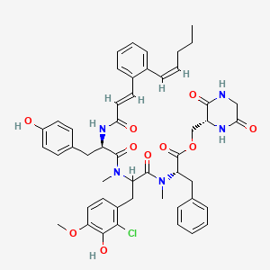 [(2R)-3,6-dioxopiperazin-2-yl]methyl (2S)-2-[[3-(2-chloro-3-hydroxy-4-methoxyphenyl)-2-[[(2R)-3-(4-hydroxyphenyl)-2-[[(E)-3-[2-[(Z)-pent-1-enyl]phenyl]prop-2-enoyl]amino]propanoyl]-methylamino]propanoyl]-methylamino]-3-phenylpropanoate