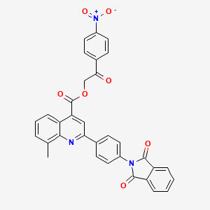 molecular formula C33H21N3O7 B12477540 2-(4-nitrophenyl)-2-oxoethyl 2-[4-(1,3-dioxo-1,3-dihydro-2H-isoindol-2-yl)phenyl]-8-methylquinoline-4-carboxylate 