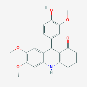 molecular formula C22H23NO5 B12477606 9-(4-hydroxy-3-methoxyphenyl)-6,7-dimethoxy-3,4,9,10-tetrahydroacridin-1(2H)-one 