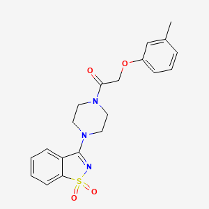 molecular formula C20H21N3O4S B12477619 1-[4-(1,1-Dioxido-1,2-benzothiazol-3-yl)piperazin-1-yl]-2-(3-methylphenoxy)ethanone 