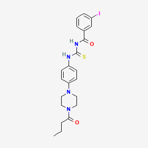 molecular formula C22H25IN4O2S B12477647 N-{[4-(4-butanoylpiperazin-1-yl)phenyl]carbamothioyl}-3-iodobenzamide 