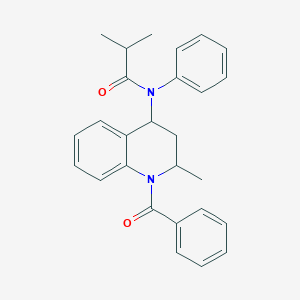 molecular formula C27H28N2O2 B12477659 2-methyl-N-[2-methyl-1-(phenylcarbonyl)-1,2,3,4-tetrahydroquinolin-4-yl]-N-phenylpropanamide 