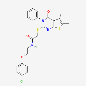 N-[2-(4-chlorophenoxy)ethyl]-2-[(5,6-dimethyl-4-oxo-3-phenyl-3,4-dihydrothieno[2,3-d]pyrimidin-2-yl)sulfanyl]acetamide