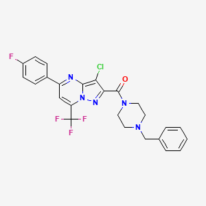 molecular formula C25H20ClF4N5O B12477720 (4-Benzylpiperazin-1-yl)[3-chloro-5-(4-fluorophenyl)-7-(trifluoromethyl)pyrazolo[1,5-a]pyrimidin-2-yl]methanone 