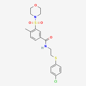 molecular formula C20H23ClN2O4S2 B12477731 N-{2-[(4-chlorophenyl)sulfanyl]ethyl}-4-methyl-3-(morpholin-4-ylsulfonyl)benzamide 