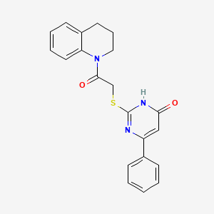 molecular formula C21H19N3O2S B12477757 2-{[2-(3,4-dihydroquinolin-1(2H)-yl)-2-oxoethyl]sulfanyl}-6-phenylpyrimidin-4(3H)-one 