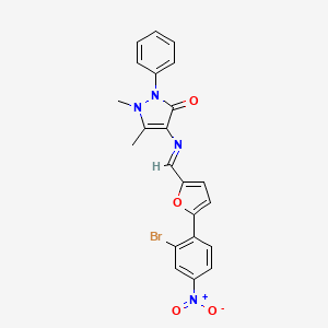 4-({(E)-[5-(2-bromo-4-nitrophenyl)furan-2-yl]methylidene}amino)-1,5-dimethyl-2-phenyl-1,2-dihydro-3H-pyrazol-3-one