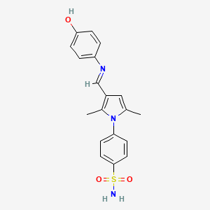 4-(3-{(E)-[(4-hydroxyphenyl)imino]methyl}-2,5-dimethyl-1H-pyrrol-1-yl)benzenesulfonamide