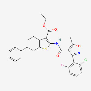 Ethyl 2-({[3-(2-chloro-6-fluorophenyl)-5-methyl-1,2-oxazol-4-yl]carbonyl}amino)-6-phenyl-4,5,6,7-tetrahydro-1-benzothiophene-3-carboxylate