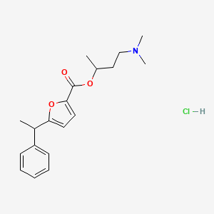 molecular formula C19H26ClNO3 B12477804 4-(Dimethylamino)butan-2-yl 5-(1-phenylethyl)furan-2-carboxylate hydrochloride 