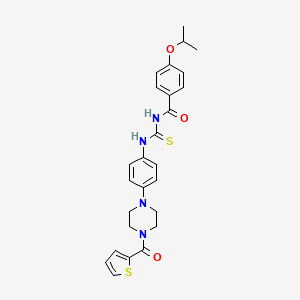 molecular formula C26H28N4O3S2 B12477964 4-(propan-2-yloxy)-N-({4-[4-(thiophen-2-ylcarbonyl)piperazin-1-yl]phenyl}carbamothioyl)benzamide 