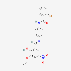 molecular formula C22H18BrN3O5 B12478014 2-bromo-N-(4-{[(E)-(3-ethoxy-2-hydroxy-5-nitrophenyl)methylidene]amino}phenyl)benzamide 