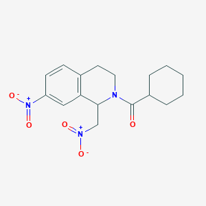 molecular formula C17H21N3O5 B12478049 cyclohexyl[7-nitro-1-(nitromethyl)-3,4-dihydroisoquinolin-2(1H)-yl]methanone 