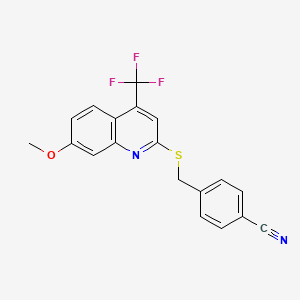 4-({[7-Methoxy-4-(trifluoromethyl)quinolin-2-yl]sulfanyl}methyl)benzonitrile