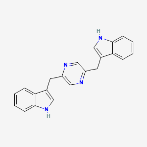 molecular formula C22H18N4 B1247806 2,5-Bis(3-indolylmethyl)pyrazine 